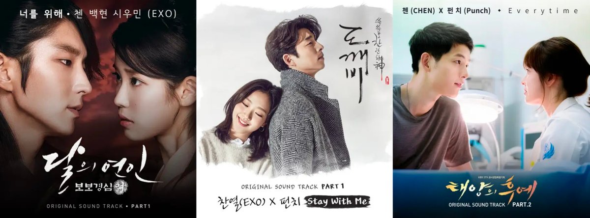 pexolaris's tweet image. Fun fact: 3 of these dramas have these legendary and staple k-drama OSTs and they're all sang by members of the same group.