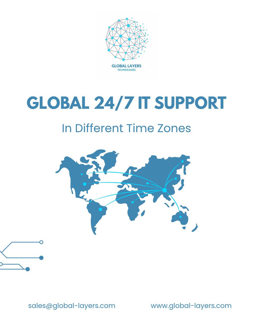 global_layer's tweet image. Global 24/7 IT support for enterprises, corporate offices, retail brands, data centers, warehouses, logistics hubs, and branch locations across different time zones, including out-of-hours and weekend coverage, ensuring uninterrupted operations worldwide. 

#Globallayerstech