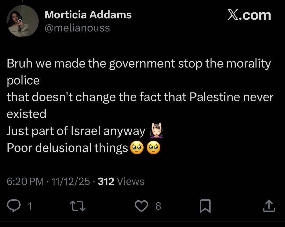 İki gündür diyoruz zaten şu fotoğraf Kanada'da çekildi diye

"Ezilen" şahıs batıda yaşayıp Filistin asla var olmadı orası İsraildi diyip kendisine hiçbir kötülüğü olmamış bir halkın katledilmesini savunuyor

Burdaki Şahçılar Ermeni lobisinden farksız, gerçeklikten uzaktalar