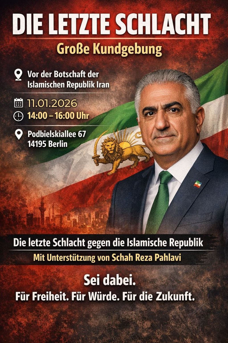 aryeshalicar's tweet image. An alle Berliner mit ❤️ &amp;amp; Verstand,
BITTE lasst die mutigen Menschen im Iran NICHT im Stich und nimmt Teil an der Kundgebung heute GEGEN die Diktatur und FÜR ein freies Iran.
#AZADI