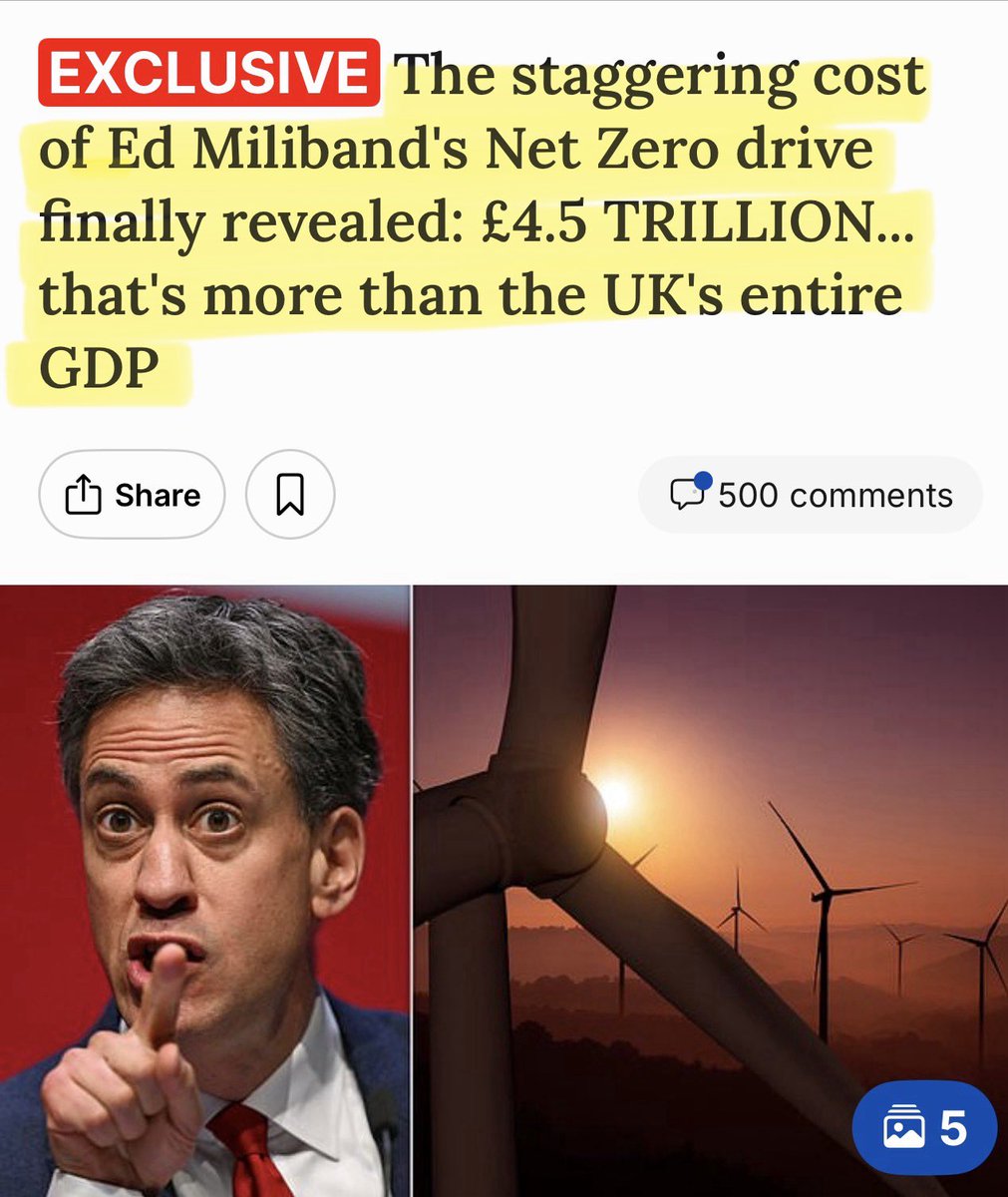 Oh look, even the net zero quango knows Ed will bankrupt the country.

£4.5 TRILLION so we can pretend we’ve stopped the climate from changing.