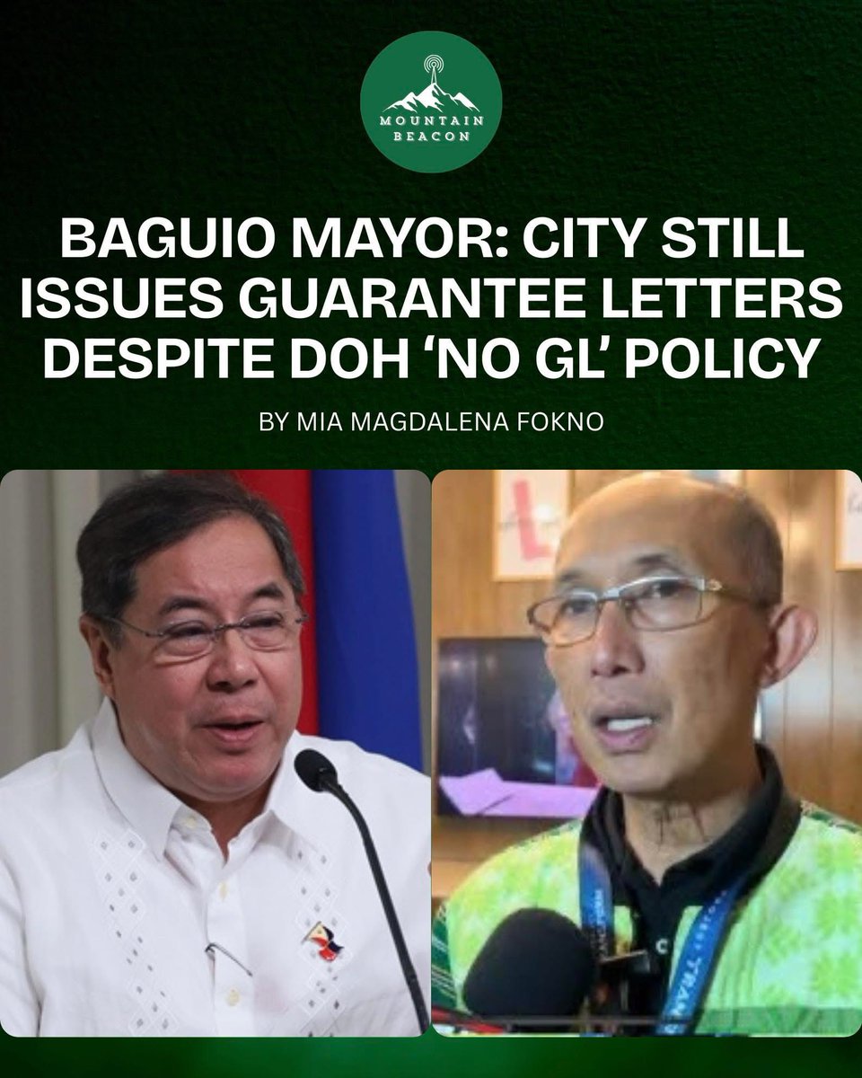 DOH says no need for guarantee letters (GL) in Baguio General Hospital but Mayor Magalong insists Baguio LGU still issues GLs.

If Baguio issues a GL and the hospital honors it san galing funding nung Baguio GL?

Doesn’t seem to be good governance. 👊