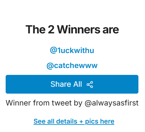 alwaysasfirst's tweet photo. 참여해주셔서 감사합니다 (_ _)💙
@1uckwithu 
@catchewww 
디엠 주세요! https://t.co/1Nagk82QGu