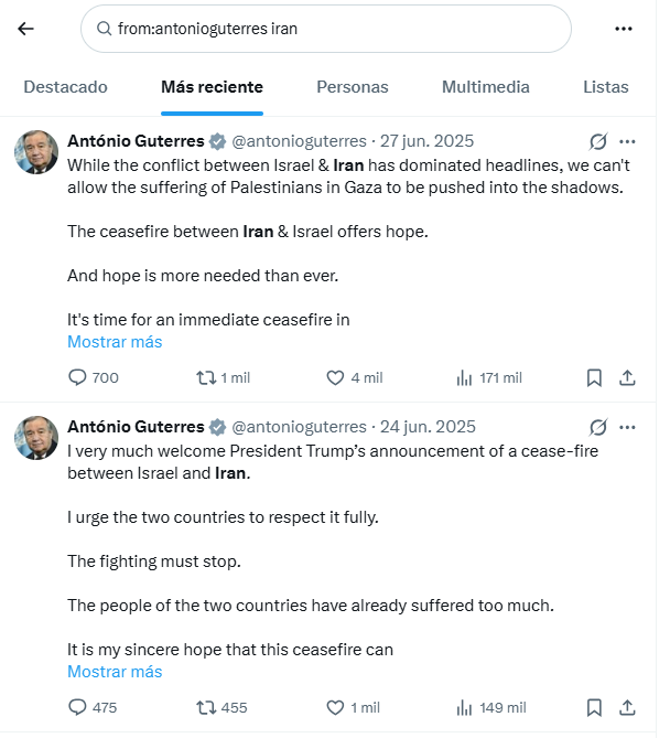 LaMadreDeSatan's tweet image. Desde junio del año pasado, Guterres no ha considerado oportuno escribir ni una sola línea sobre Irán. Por lo que sea.