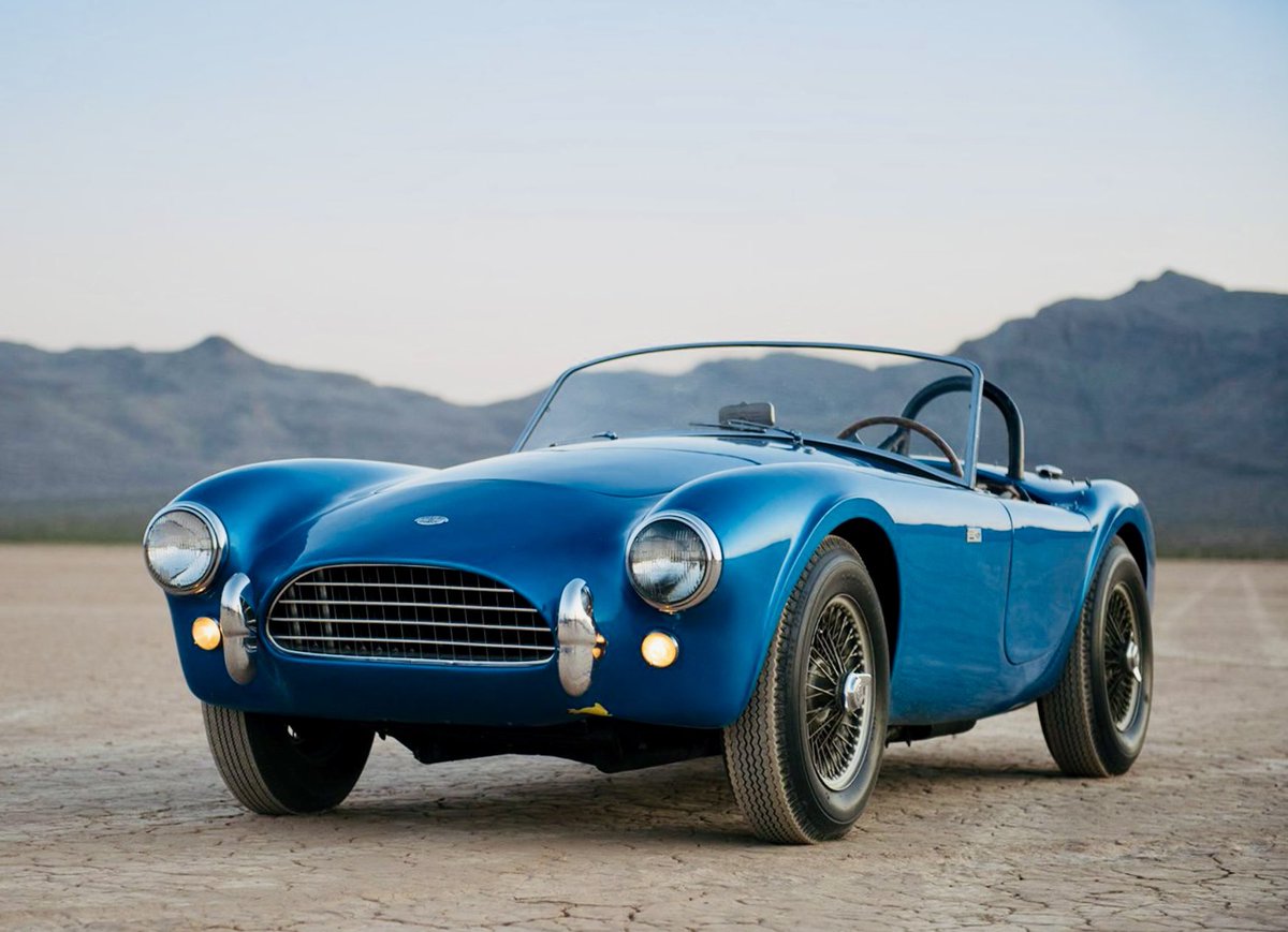 TheBishF1's tweet image. Remembering Carroll Shelby, born #OnThisDay in 1923. A fine driver - he won Le Mans in ’59 - he’ll be remembered for the awesome Shelby Cobra. Pic: the first made, CSX2000, whose 260-cubic-inch Ford V8 drove it to 60mph in 4.2sec &amp;amp; on to 153mph in a ’62 #RoadAndTrack test.