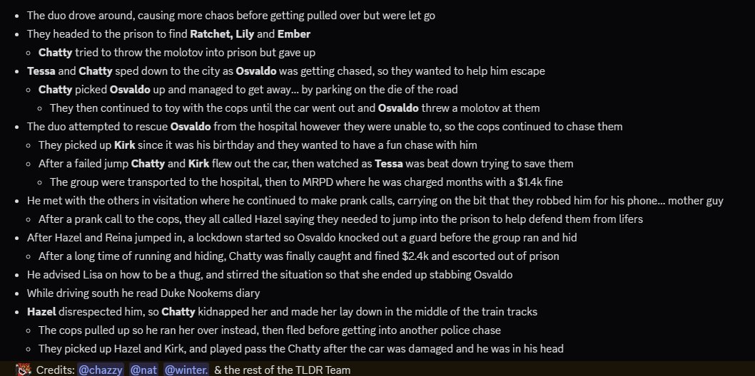 ChatterboxTLDR's tweet photo. Chatterbox: NoPixel 4.0 January 5th TLDR
 — 
"Chatterbox | NoPixel 4.0 | Clowncil |"
 —  
🔴 → https://t.co/bAF0sCkLID
🟣 → https://t.co/Y8nI3JhRUn

For all timestamps + more recaps join the discord → https://t.co/ETndrLxO3o https://t.co/faIrZNsHVo