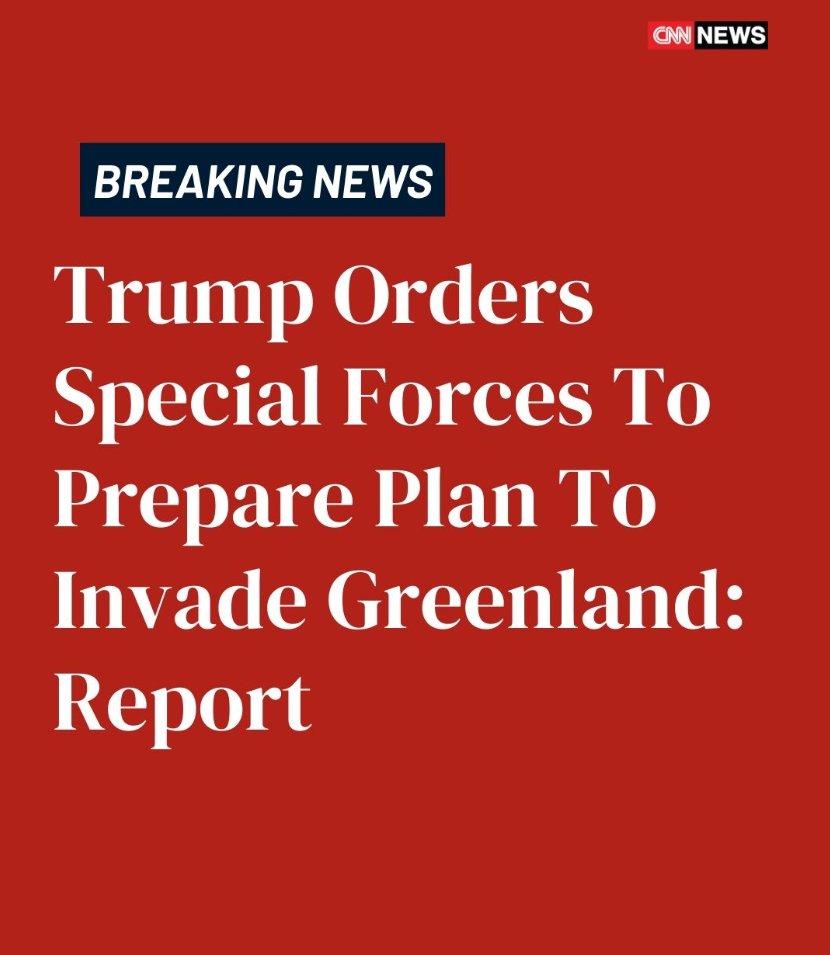 قبل قليل...
ترامب يُصدر أمراً للقوات الخاصة بإعداد خطة لغزو جزيرة غرينلاند في أي لحظة واحتلالها.

CNN - Daily Mail