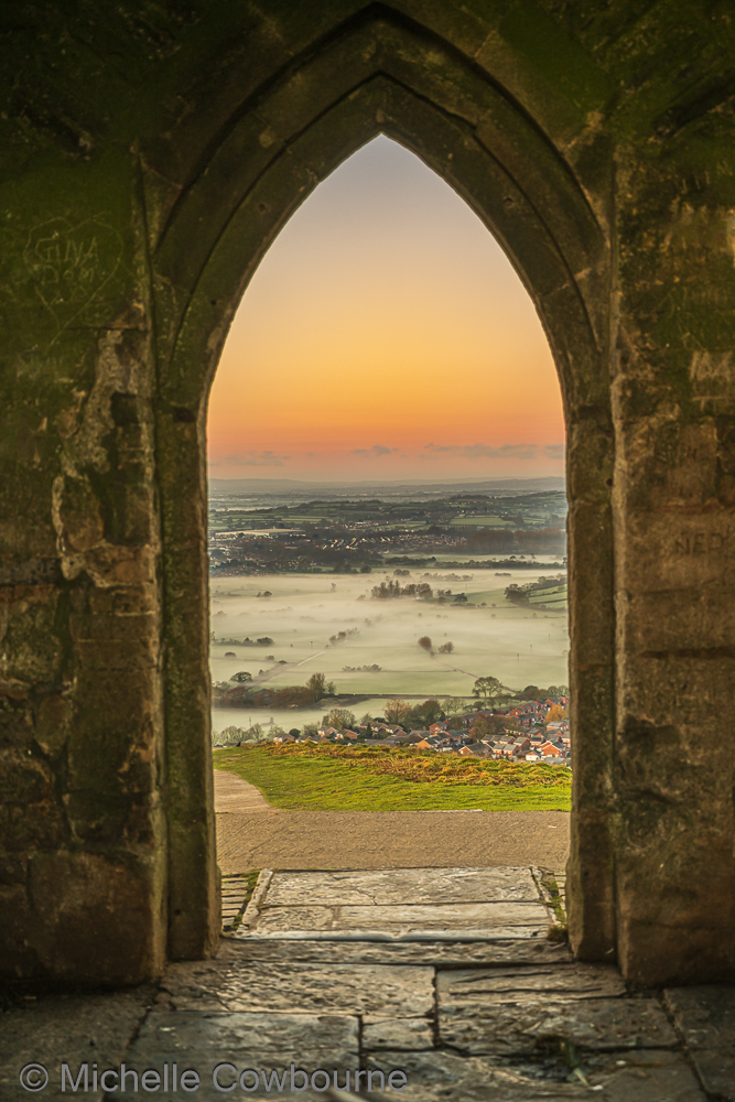 'Mystical Archway' Photograph taken in St Michael's Tower on Glastonbury Tor. This was a misty morning yesterday as it is blowing a gale and very overcast today.