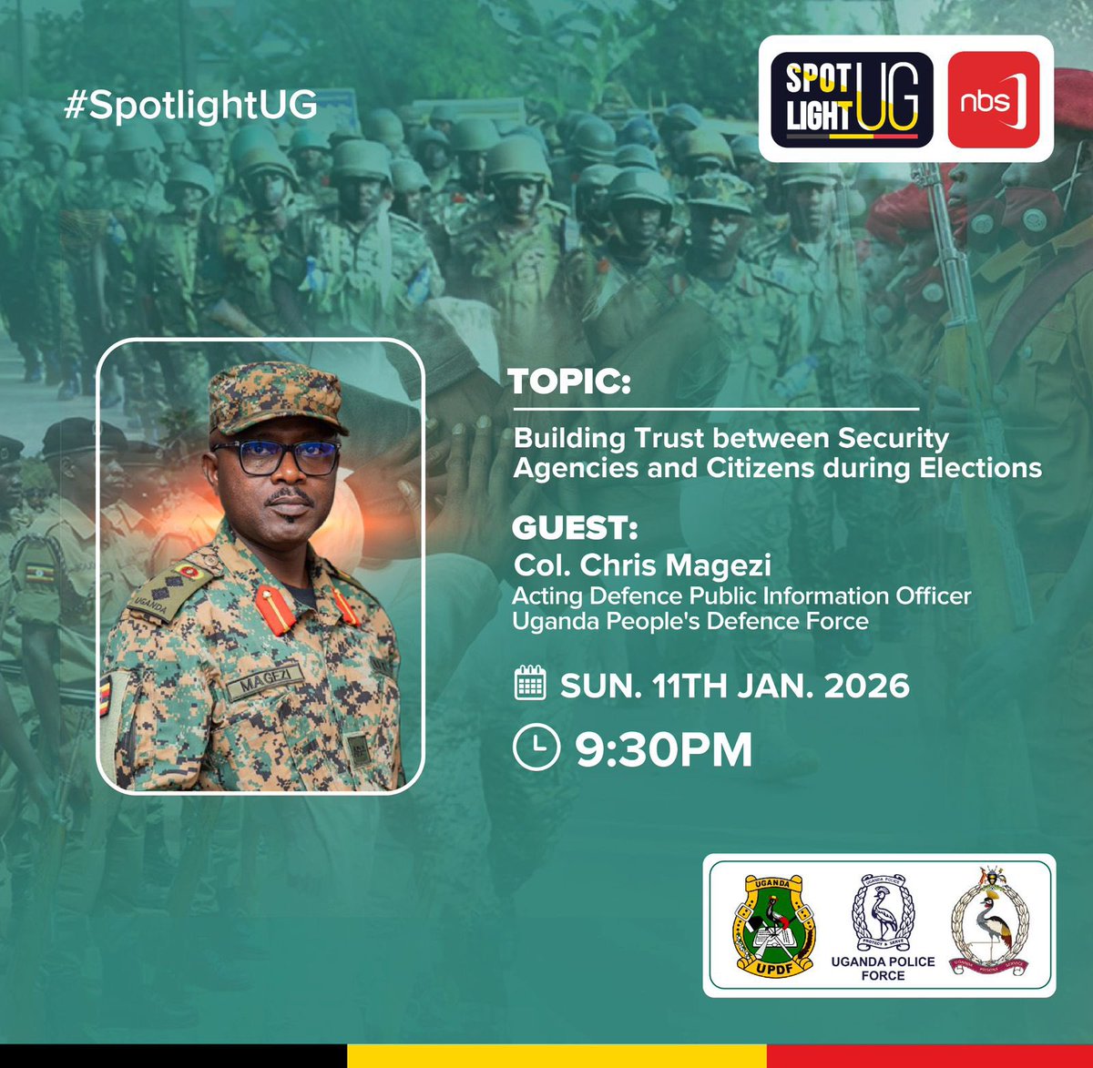 francis_isano's tweet photo. Building Trust Between Security Agencies & Citizens as we head into the big election day this Thursday.
Don't miss this important discussion TONIGHT on #SpotlightUG! Live on @nbstv
#NBSUpdate #UgVotes2026 https://t.co/GEpK4JfcOK