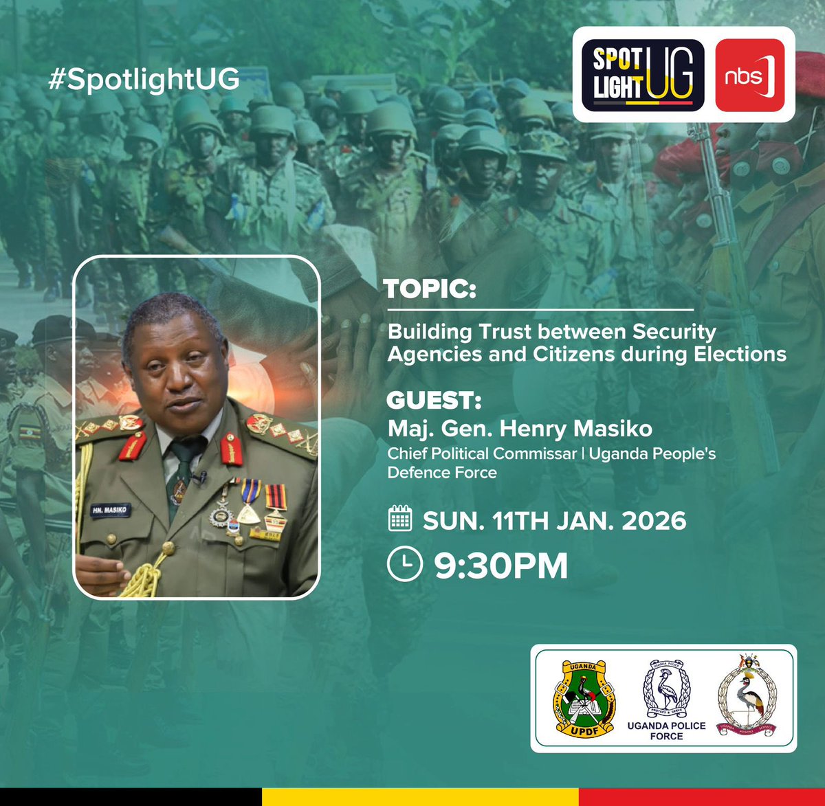 francis_isano's tweet photo. Building Trust Between Security Agencies & Citizens as we head into the big election day this Thursday.
Don't miss this important discussion TONIGHT on #SpotlightUG! Live on @nbstv
#NBSUpdate #UgVotes2026 https://t.co/GEpK4JfcOK