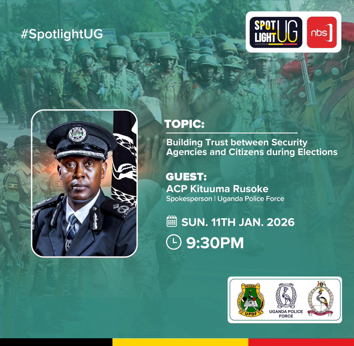 francis_isano's tweet photo. Building Trust Between Security Agencies & Citizens as we head into the big election day this Thursday.
Don't miss this important discussion TONIGHT on #SpotlightUG! Live on @nbstv
#NBSUpdate #UgVotes2026 https://t.co/GEpK4JfcOK