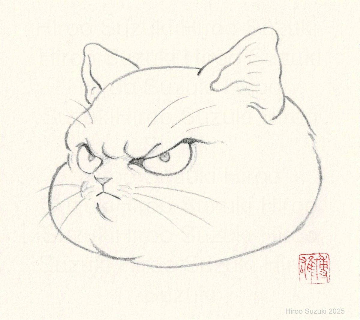 『猫百面相 参』
121×136mm　2025年