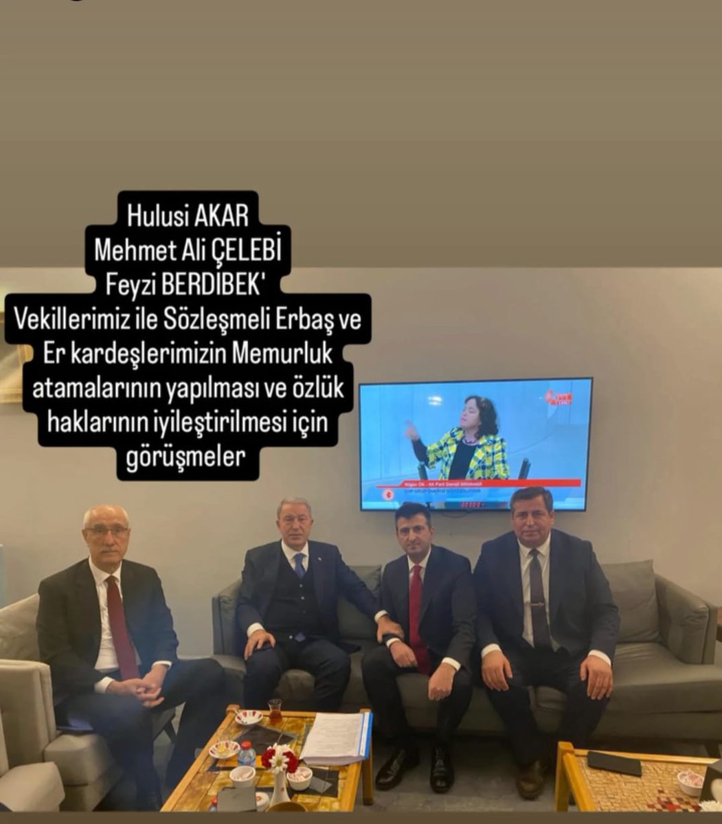 AbidinKocabuga's tweet photo. TBMM’DE BU HAFTA MEHMET ALİ ÇELEBİ,HULUSİ AKAR VE FEYZİ BERDİBEK VEKİLLERİMİZLE SÖZLEŞMELİ ER ÖZLÜK HAKLARI VE MEMURLUK ATAMALARI KONULARINDA  GÖRÜŞTÜK.
DESTEKLEDİKLERİNİ İFADE ETTİLER.
ÇOK TEŞEKKÜR EDERİM.
SÖZLEŞMELİ  ER DERNEĞİ (SÖZPER-MALUL-DER)GENEL BAŞKANI ABİDİN KOCABUĞA https://t.co/ABgVHr9BWr