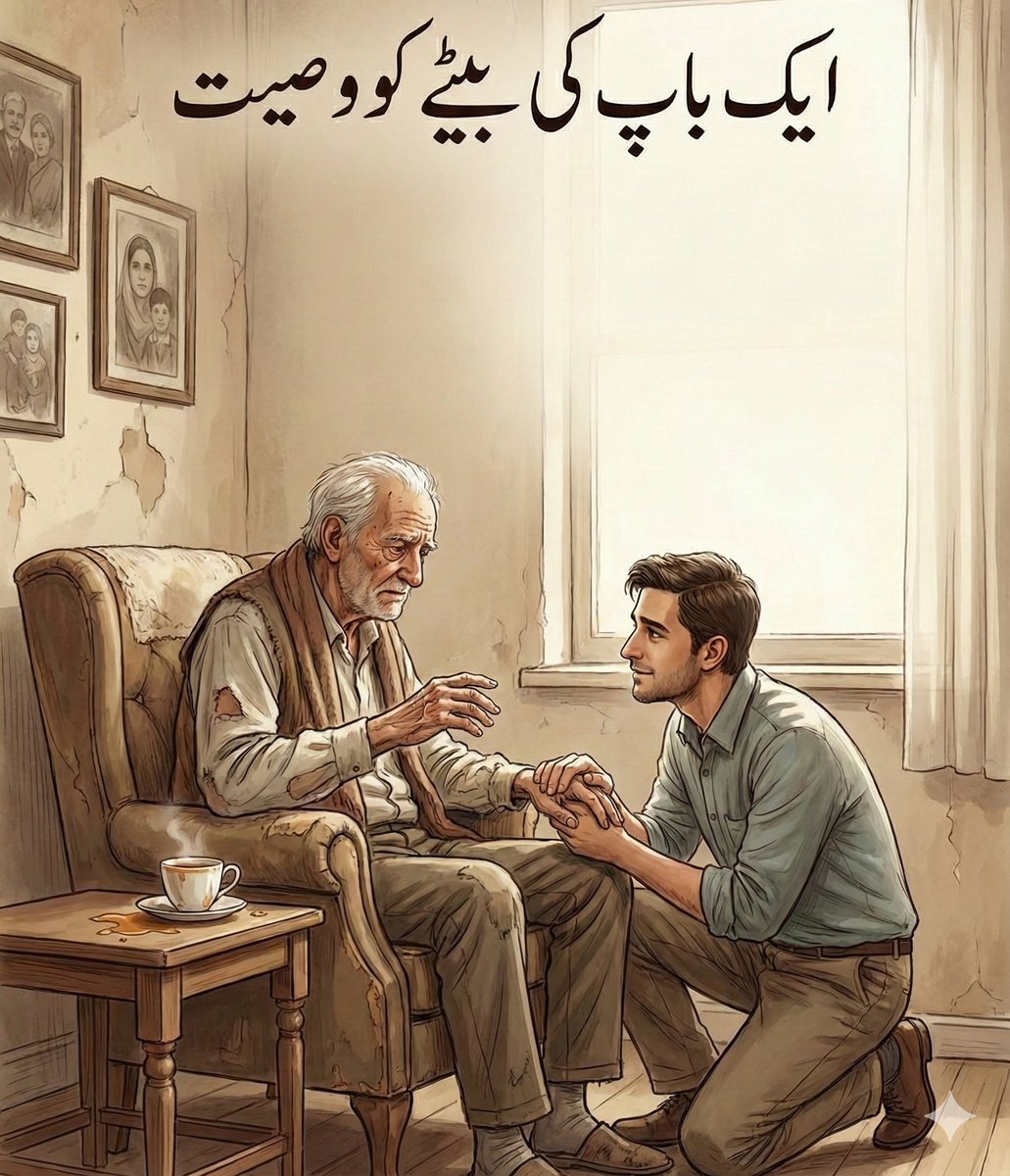 UrduVirsa's tweet photo. ایک باپ کی بیٹے کو وصیت جس نے میرے وجود کو ہلا کر رکھ دیا۔
نوجوان ضرور پڑھیں۔اور والدین کے ساتھ اپنے رویے پرتوجہ دیں۔
ایک باپ اپنے بیٹے کو مخاطب کر کے نصیحت کرتا ہے۔
میرے پیارے بیٹے : ایک دن تم مجھے بوڑھا دیکھو گے۔
میرا رویہ تمہیں غیر منطقی معلوم ہوگا ۔
تب براہ مہربانی بیٹا مجھے تمہار ا وقت اور صبر چاہیے ہو گا ۔تاکہ تم مجھے سمجھ سکو ۔
جب میرے ہاتھ کانپیں اور میرا کھانا سینے پر گر پڑے۔
اور جب میں کپڑے نہ پہن سکوں ۔
تب گزرے ہوئے سالوں کو یاد کرنا جب میں تمہیں وہ کچھ سکھاتا تھا جو میں آج نہیں کر سکتا۔
اگر میں تم سے بار بار بات کروں اور آپ کو باربار یا دہانی کرواٶں تو غصہ اور ملامت مت کرنا۔
اس لیے کہ میں نے تمہارے لیے کتنی ہی باتیں کہانیاں دہرائی ہیں، صرف اس لیے کہ انہوں نے تمہیں خوش کیا.اور تم نے ہمیشہ باربار مجھ سے پوچھا جب کہ تم چھوٹے تھے معذرت، اب مجھے رکاوٹ نہ ڈالنا ۔
اگر میں اب خوبصورت نہیں ہوں، یا مجھے سے تمہیں مہک نہیں آتی تو مجھ پر الزام مت عاٸد کرنا 
اور یاد رکھنا جب میں جوان تھا تو میں نے آپ کو خوبصورت اور خوشبودار بنانے کی بہت کوششیں کیں۔
اپنی جوانی میں میری لاعلمی اور کم فہمی پر مت ہنسنا
بلکہ تم میری آنکھیں اور دماغ بن جانا تاکہ جو چیزیں مجھ سے رہ گٸیں میں انہیں پا سکوں ۔
بیٹا میں وہ ہوں جس نے تمہیں سکھایا، میں نے تمہیں زندگی کا سامنا کرنا سکھایا
آج آپ مجھے کیسے سکھاتے ہو کہ کیا کرنا چاہیے اور کیا نہیں؟
اپنی گفتگو کے دوران میری کمزور یادداشت اور میری باتوں اور سوچ کی سستی سے نہ تھکنا۔ کیونکہ میری خوشی اب صرف تمہارے ساتھ رہنے میں ہے
بس مجھے وہ خرچ کرنے میں مدد کرنا جس کی مجھے ضرورت ہے میں اب بھی جانتا ہوں کہ میں کیا چاہتا ہوں۔
جب میرے پاؤں مجھے جہاں چاہیں لے جانے میں ناکام ہو جاٸیں 
تو مجھ پر احسان کرنا اور یاد رکھنا کہ میں نے تمہارا ہاتھ اتنا پکڑا کہ تم چل سکو ۔
آج میرا ہاتھ پکڑتے ہوئے کبھی شرمانا مت، کل تم کسی کا ہاتھ پکڑو گے۔ اس عمر میں، میں جانتا ہوں کہ میں آپ کی طرح زندگی کے قریب نہیں آ رہا ہوں۔ لیکن میں مرنے کا انتظار کر رہاہوں ۔
بیٹا میر ساتھ دینا ، میرا مخالف مت بننا ۔
جب آپ کو میری کچھ غلطیاں یاد آٸیں تو جان لینا کہ میں نے ہمیشہ آپ کے بہترین مفادات کے علاوہ کچھ نہیں چاہا۔ 
اور یہ سب سے اچھی چیز ہے جو آپ ابھی میرے ساتھ کر سکتے ہیں۔ میری لغزشوں کو معاف کرنے کے لیے۔ اور میری خطاؤں پر پردہ ڈالنے کے لیےخدا تمہیں معاف کرے اور تمہیں چھوڑ دے۔ 
بیٹا آپ کی ہنسی اور مسکراہٹ اب بھی مجھے اسی طرح خوش کرتی ہے جیسے جب میں جوان تھا۔ مجھے اپنی صحبت سے محروم نہ کرنا ۔
بیٹا ، جب تم پیدا ہوئے تو میں تمہارے ساتھ تھا 
تو جب میں مروں تو میرے ساتھ رہنا 
عربی تحریرکا ترجمہ
*نوٹ* اس پیغام کو دوسروں تک پہنچائیے تاکہ اللہ کسی کی زندگی کو آپ کے ذریعے بدل دے۔

منقول