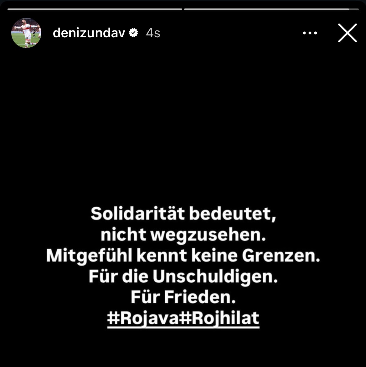 Deniz Undav’ın paylaşımı:

“Dayanışma, başka yöne bakmamak demektir. Şefkat sınır tanımaz.

Masumlar için.

Barış için.

#Rojava #Roihilat”