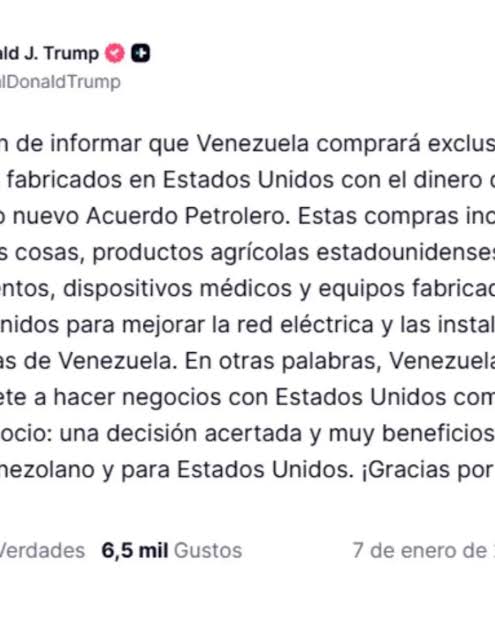 Una nueva colonia.

Le ha salido barato a Estados Unidos. Cambian a Maduro con una operación lowcost (En comparación con un conflicto real) para poner a una títere.

En México no creo que tengan que llegar a eso."Nunca he visto a nadie doblarse así" aplicará para Sheinbaum igual.