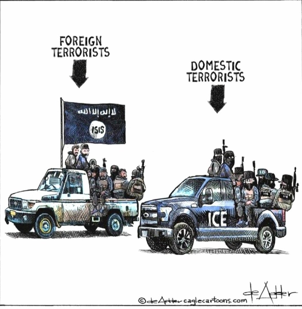 Carina_Amyth's tweet photo. @LongTimeHistory They have definitely escalated the violence and brutality. I'm so glad they had help &amp; that ICE didn't get to kidnap them.
Because DJT is encouraging ICE to scare everyone into compliance. https://t.co/LO3f8Ku8sJ