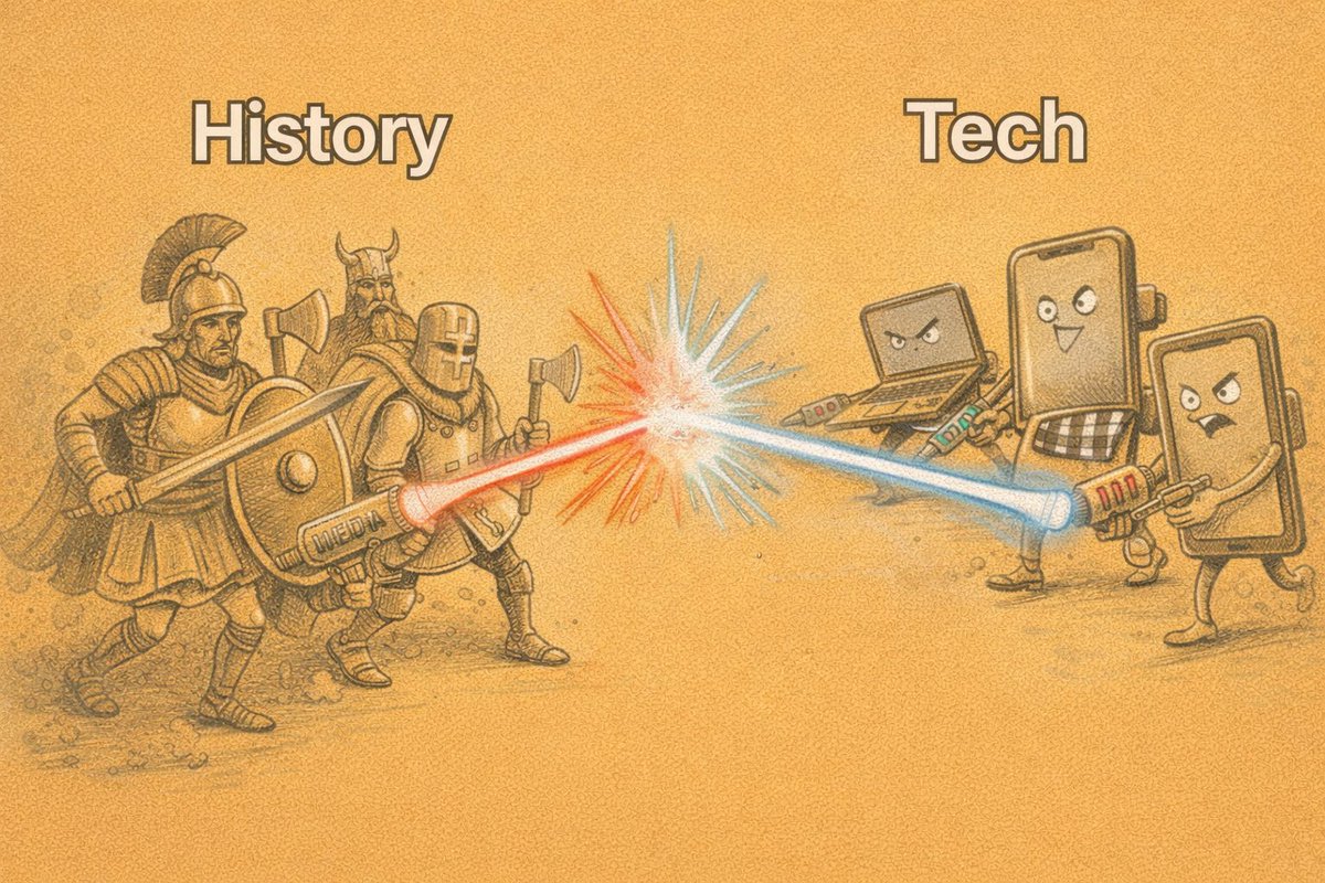 LaylaNotes_'s tweet image. This image is wrong. History and Tech are not fighting.
Tech is just the latest, fastest hardware running the same 1000-year-old operating system (History).

The battle is between the illusion of progress and the reality of recurrence. The code is older than the machine.
