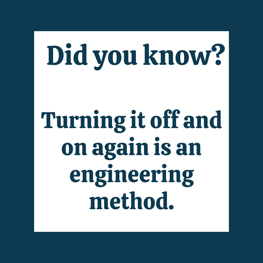 BlueprintThread's tweet photo. Did you know?
Turning it off and on again is an engineering method.
Low effort. Surprisingly effective.
Don’t question it.

#engineerhumor #engineeringmemes #techsupportlife #softwarelife #engineeringjokes #stemhumor #geeklife #developerslife #engineeringculture #funnytech https://t.co/N9LJmdE5tP