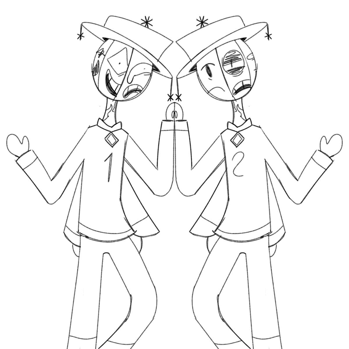 Deny_yi2's tweet photo. I love making drafts that I'll never use 🤠👍

(I find it funny that I made them all male)
#daveandbambi 
#dnboc https://t.co/T8POgKZt2W