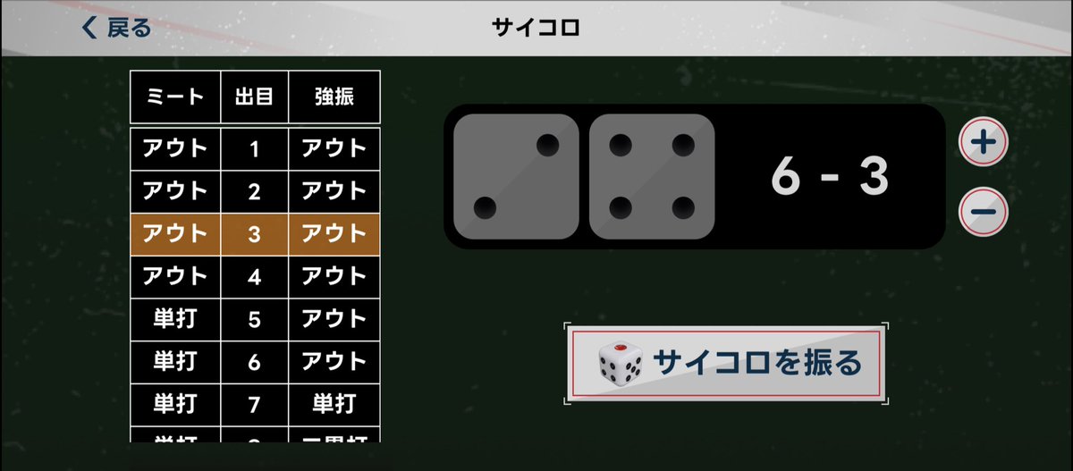 ソイとやった試合で🎲マイナス3されて強振アウトになりました…😭