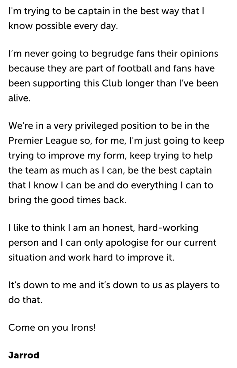 West Ham captain Jarrod Bowen has sent an open letter to the fans of the club.

❤️⚒️ #WHUFC #COYI