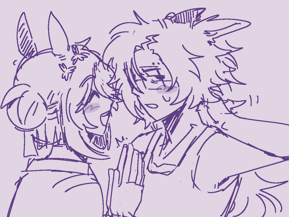 knebuchi's tweet photo. pre-bedtime gaming shakafai edition

i saw fanart where they gave air shakur reading glasses and i think thats so fucking cute so im stealing that thank you whoever u are.. ur mind is so huge and epic
#shakafai #umamusume #airshakur #finemotion https://t.co/79ofUqJniw