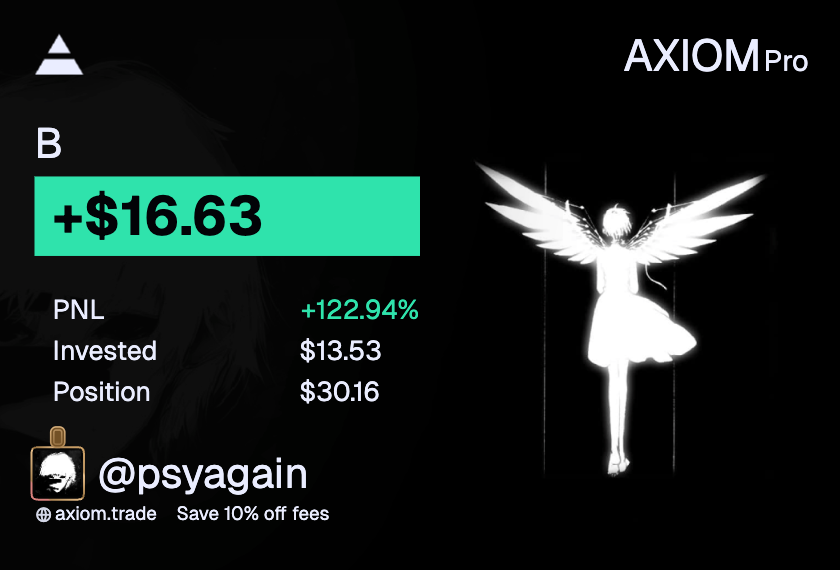 psyagain's tweet image. good morning!!

lol they removed me from the $B community so im posting it again

started the day with a +123% win on the very first coin i bought today

this is my highest closed PNL so far!!

small steps but it feels good to see some progress