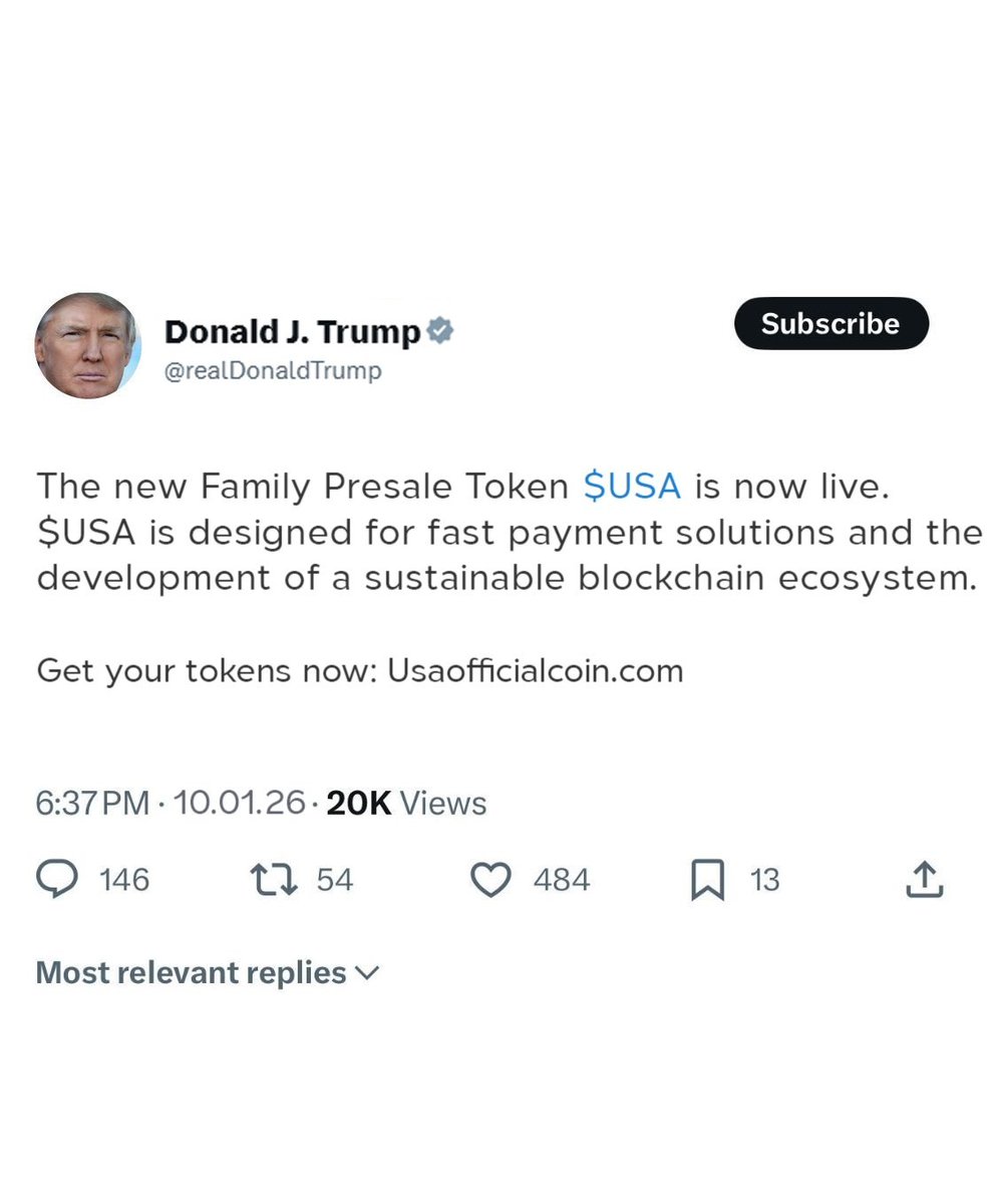DrChengdiaoFan's tweet photo. 🚨 CONFIRMED : TRUMP announced his coin!

I want to congratulate everyone who was on my call - $USA is official now!

🌎 Official Presale: https://t.co/fLYrrmr25z
📯Telegram: https://t.co/gksG1RgaPs

Until today, the presale was all speculation, but now everything the insiders said and all the research finally makes sense!

It’s expected to do at least a 300x from $USA launch