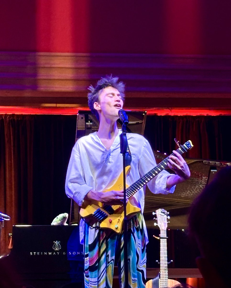 HopeViolin's tweet photo. Experiencing Jacob Collier alone on stage tonight at Schloss Elmau was very special. The sheer magnitude of his harmonic imagination, the freedom with which he glides between worlds and instruments, and perhaps most strikingly, his completely natural rapport with the audience felt less like a performance and more like a shared act of discovery. Nothing forced or calculated — just curiosity, joy, and an open invitation to listen differently. Pure music. @SchlossElmau1 @jacobcollier