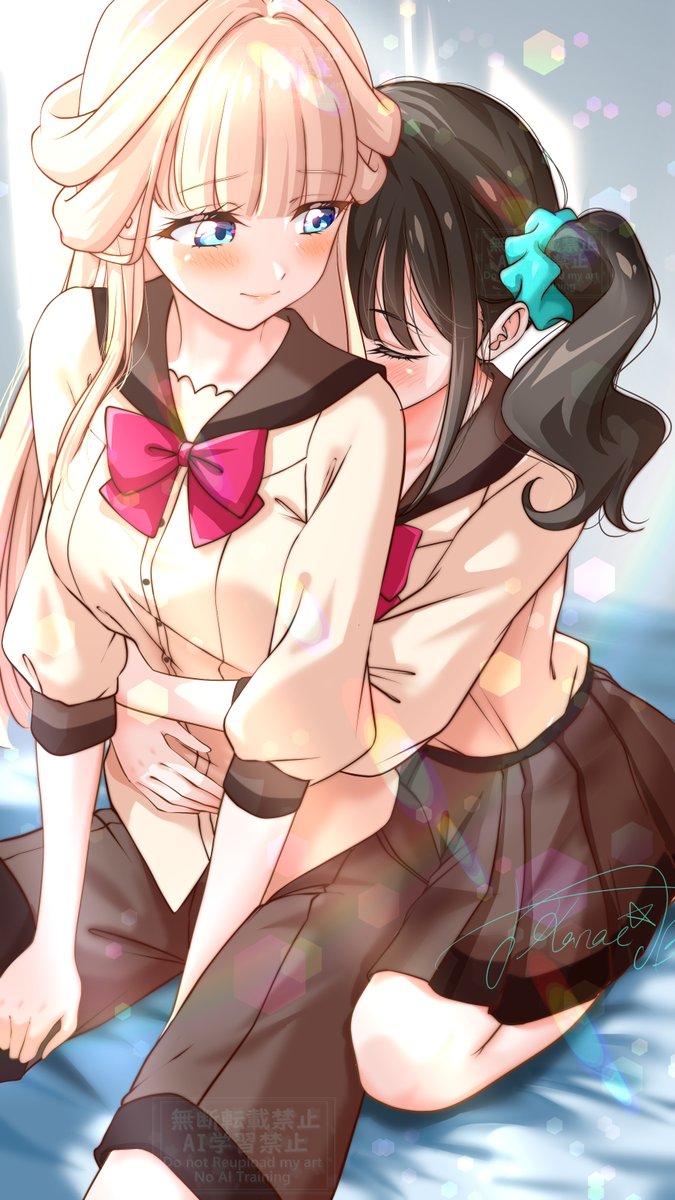 kanaekakisan's tweet photo. 猫屋敷ユキ＆まゆ💙💚　イラスト
ぎゅ～っ…スキ💕 https://t.co/RYN1l1IQTT
