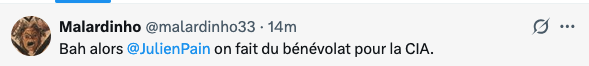 JulienPain's tweet image. Après on me demande pourquoi je n'ouvre pas les commentaires sur cette plateforme. Je vous laisse j'ai un dej avec la CIA.