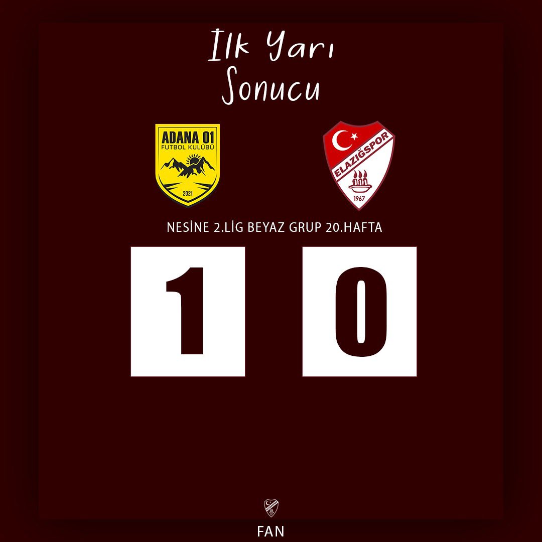 Adana 01 FK 1-0 Seza Çimento Elazığspor’umuz | İlk Yarı Sonucu