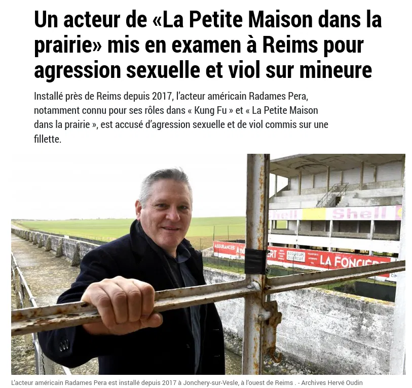 Casimir_Noir's tweet photo. En 2022 un autre acteur de «La Petite Maison dans la Prairie» #RadamesPera, avait été mis en examen à Reims pour agression sexuelle et viol sur une fillette.
https://t.co/c6ohJJA01d https://t.co/324burma4x