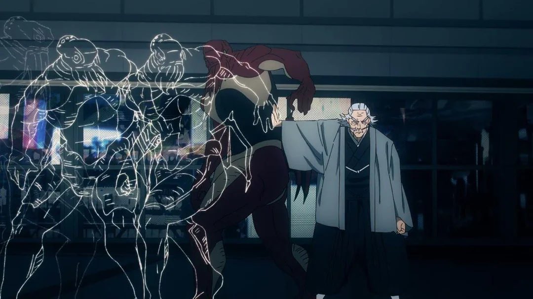 solaramv's tweet image. Saw a comment mention naoya’s projection sorcery’s after images representing digital animation cels while naobito’s are traditional paper cels. This shows the evolution of ct’s similarly to yuji’s shrine being different from sukuna’s while also being fundamentally the same. Cool.