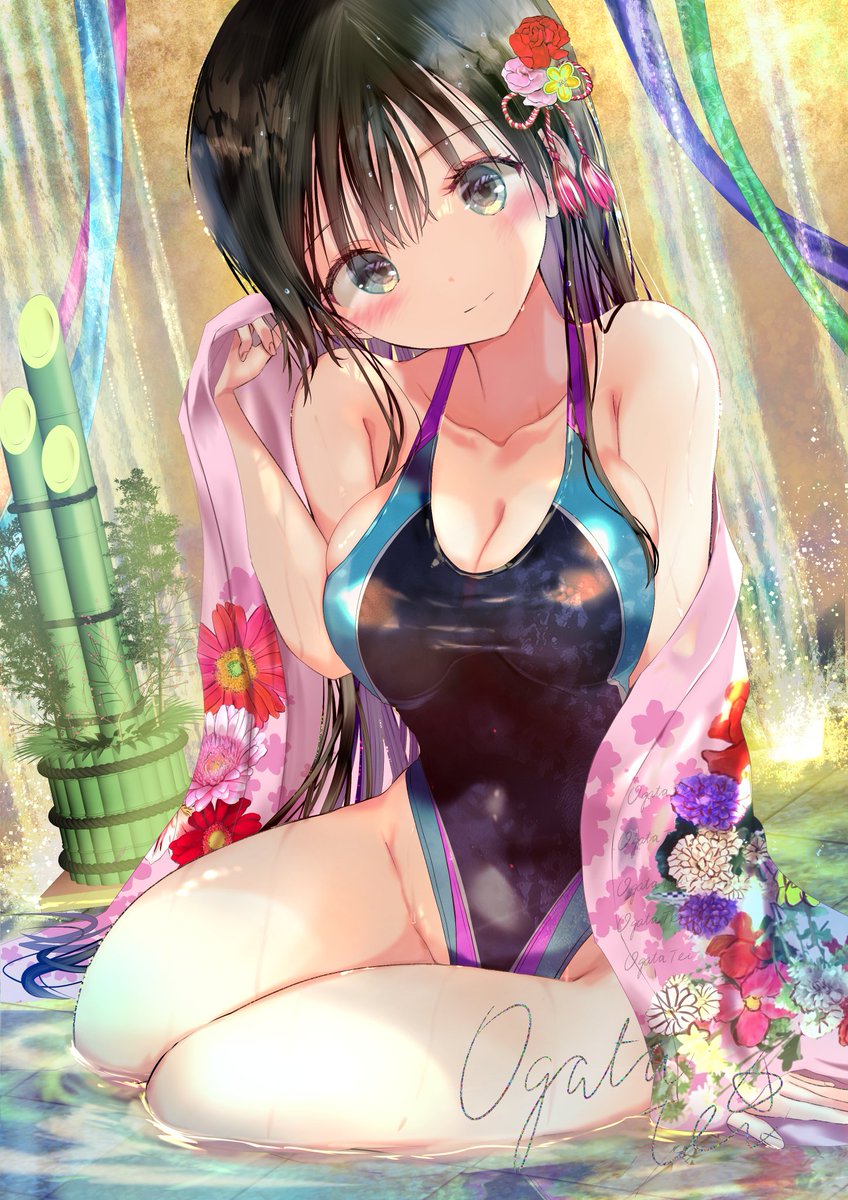 みなさま改めて新年あけましておめでとうございます(遅)
晴れ着競泳水着の幼馴染みちゃんです。 