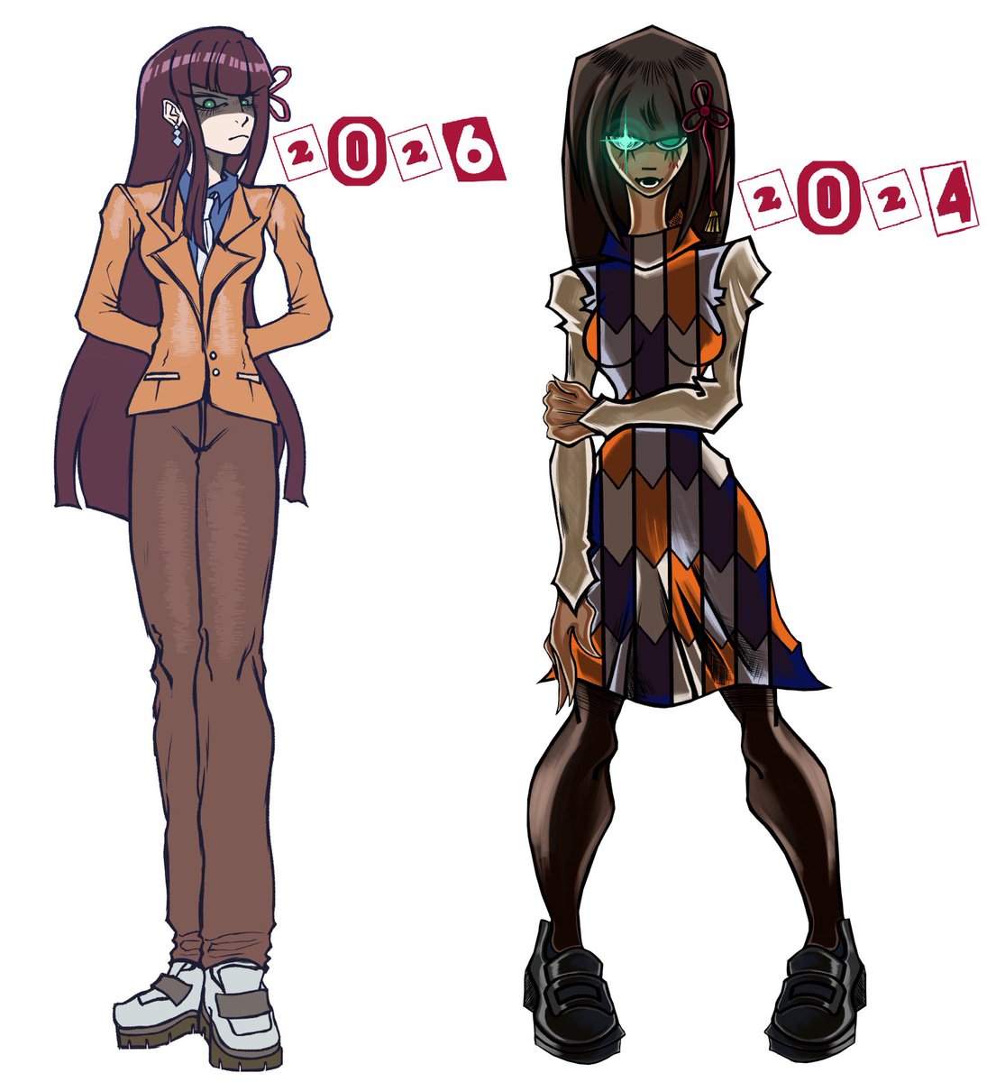 I was trying to simulate the style I did back then, I did NOT wanna draw that dress again dear lord.