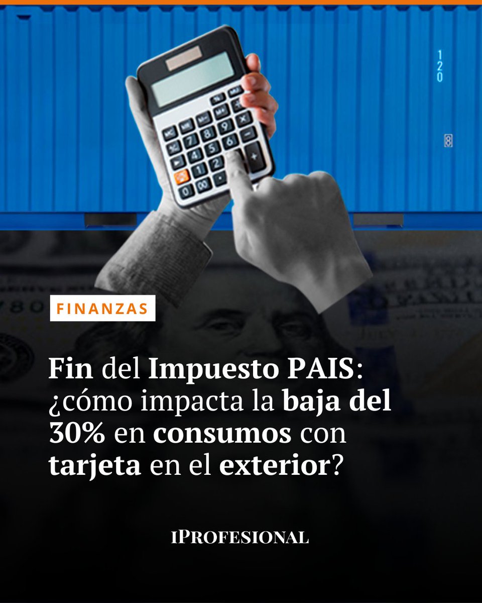 iProfesional's tweet image. 💳 El Gobierno eliminó el 30% del impuesto PAIS sobre consumos con tarjeta en el exterior. Esto impacta en viajes y compras fuera del país.

🔗 Leé la nota completa  👉🏻 mrf.lu/Ql6W

#ImpuestoPAIS #Consumos #Exterior