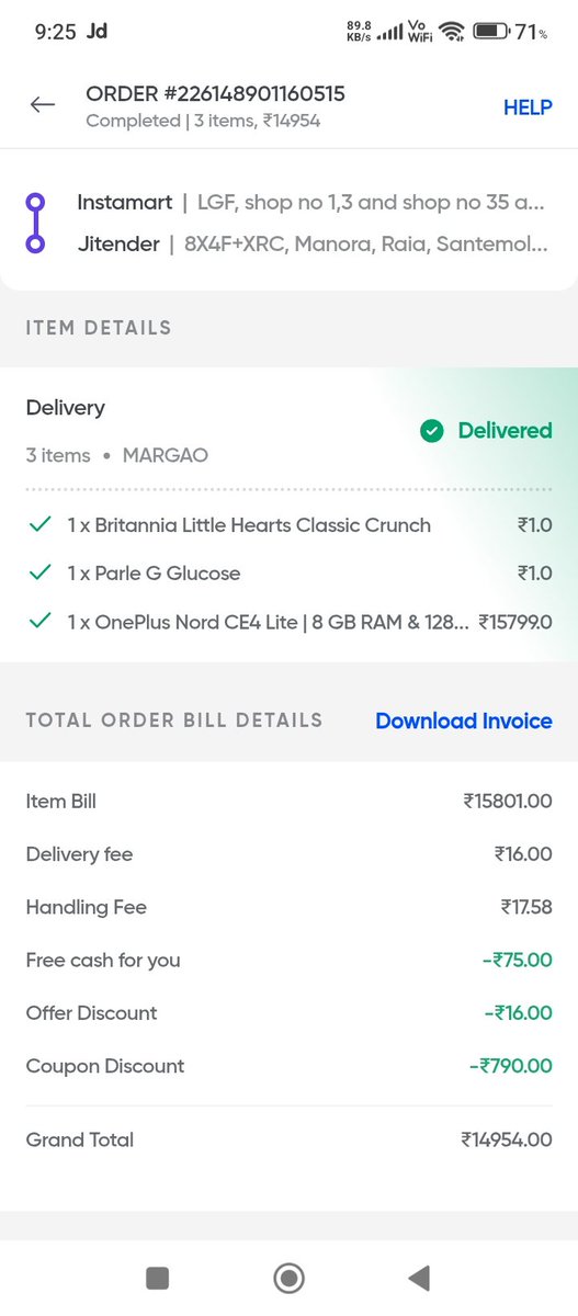 JitenderSinghp's tweet photo. Swiggy
 
@instamar
  Swiggy &amp; Instamart very froud company I am order mobile phone in offer ₹ 750 Cashback in 24 Hours. After delivery not received cashback. I am Consumer Form. Instamart send mail me and provide wrong information.
No any redemption available https://t.co/7zy2Xry2nH