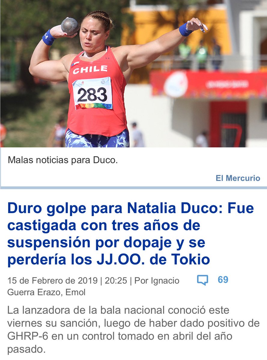 Siguiendo la línea de un gabinete turbio y corrupto, ahora Kast quiere a Natalia Ducó de ministra del deporte, deportista acusada de doping y que estuvo castigada y suspendida por 3 años. 

Flor de gabinete.