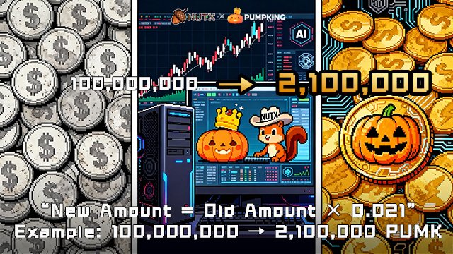 🎃 Pumpking Tokenomics Update Announcement
 We’re cutting total supply from 1,000,000,000,000 to 2,100,000,000.
 Trillion-supply tokens were fun until we realized they make us look like a meme from 2021, not a project on BTC L2.