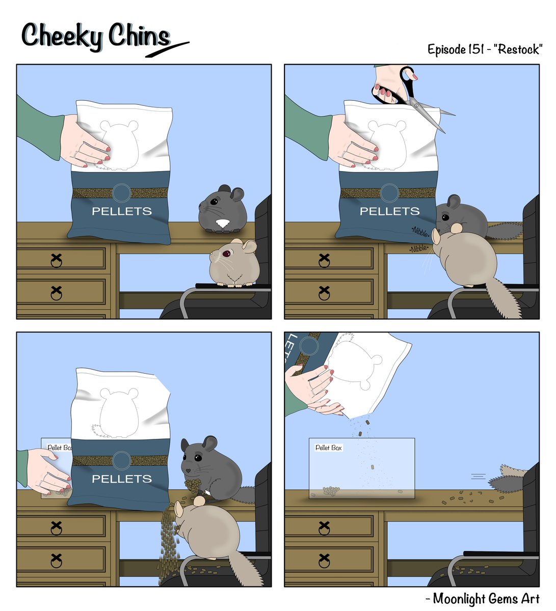 Cheeky Chins Episode 151 - "Restock"   #chinchilla #furbaby #chinchillalove #cheekychins #pets #cute #art #artist #artistsontwitter #cartoon #comic #drawing