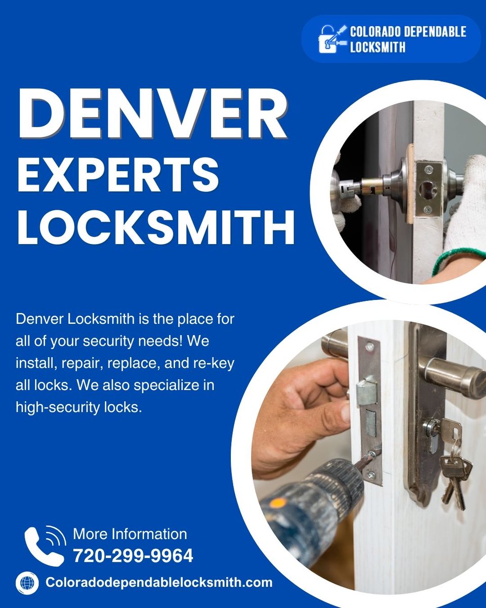 CD_locksmith's tweet image. Locked out or need better security? Trust Colorado Dependable Locksmith, your local Denver expert! Fast 24/7 emergency service for car lockouts, home rekeys, smart locks &amp;amp; more. Reliable, licensed, affordable. Call now!

Visit: coloradodependablelocksmith.com