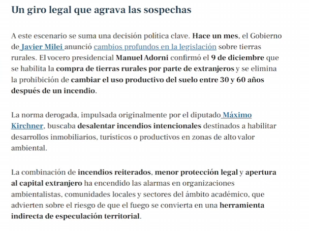 Los judíos están quemando tierras en la Patagonia, por qué será. Plan de Milei, algo les debía.