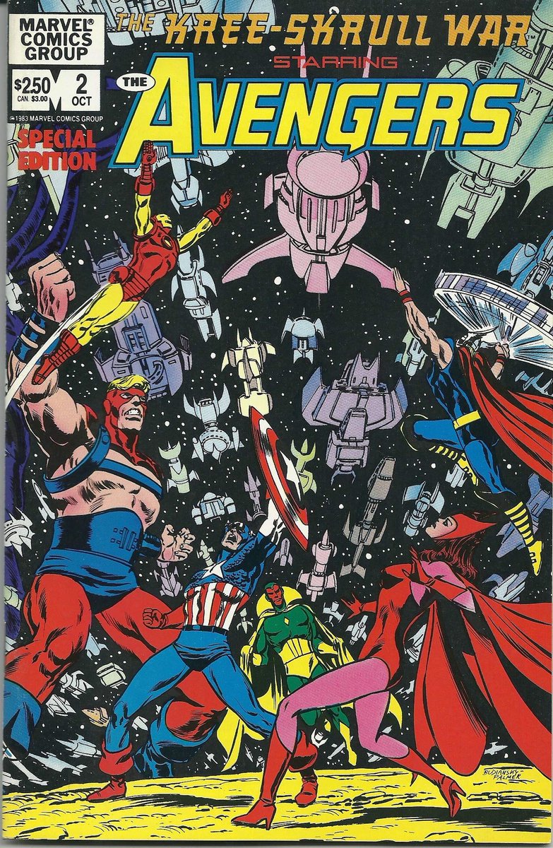 Zmarvel13's tweet photo. COMIC LORE STORY: Kree-Skrull War 👽⚔️🌌

​Two ancient galactic empires clash in a war that spans the stars. The militaristic Kree and the shapeshifting Skrulls reignite their eternal hatred—and Earth is unfortunately caught right in the crossfire as a strategic beachhead. 🌍🚀👽

​Paranoia strikes deep. With Skrulls hiding in plain sight (famously even disguising themselves as cows!) and Kree Sentries attacking, the Avengers are branded public enemies. Politicians turn against heroes, and trust becomes the first casualty of the invasion. 🕵️‍♂️🐮🏛️

​The conflict goes fully cosmic. From the Blue Area of the Moon to the heart of the Andromeda Galaxy, the Avengers and Captain Mar-Vell fight on multiple fronts. It is a desperate race to stop two massive alien armadas from obliterating humanity just to spite each other. 🌕✨🤜

​The war ends not with a punch, but with the mind. Rick Jones, the Avengers' sidekick, taps into the omnipotent "Destiny Force." manifestings Golden Age heroes and freezing the Kree and Skrull fleets in time, ending the threat with a burst of pure mental power. 🧠⚡🛑

​This is the saga that defined Marvel Cosmic. It proved the Avengers weren't just Earth's Mightiest Heroes—they were the galaxy's defenders. A masterclass in mixing political thriller vibes with massive space opera. 📖🌌🦸‍♂️

​From Avengers #89-97 (1971-1972) by Roy Thomas, Neal Adams, Sal Buscema, & John Buscema. The art by Neal Adams here is legendary. 🎨 #Avengers #KreeSkrullWar #Marvel #Comics #CaptainMarvel #NealAdams