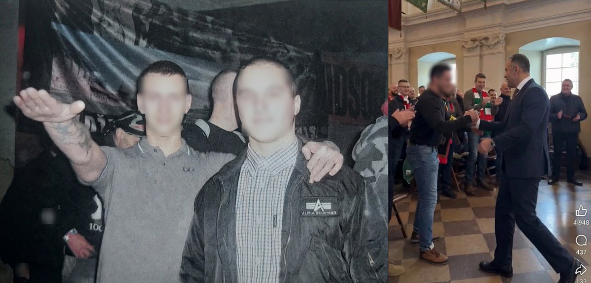 ‼️WAŻNE‼️PODAJ DALEJ‼️
❌Prezydent Karol Nawrocki spotkał się wczoraj i serdecznie wyściskał z szefem gangu kiboli Tomaszem P. ps. "Dragon".
❌"Dragon" ma na koncie liczne wyroki z przeszłości. A w 2024 r. został skazany nieprawomocnie na 6 lat za kierowaniem gangiem, promowanie