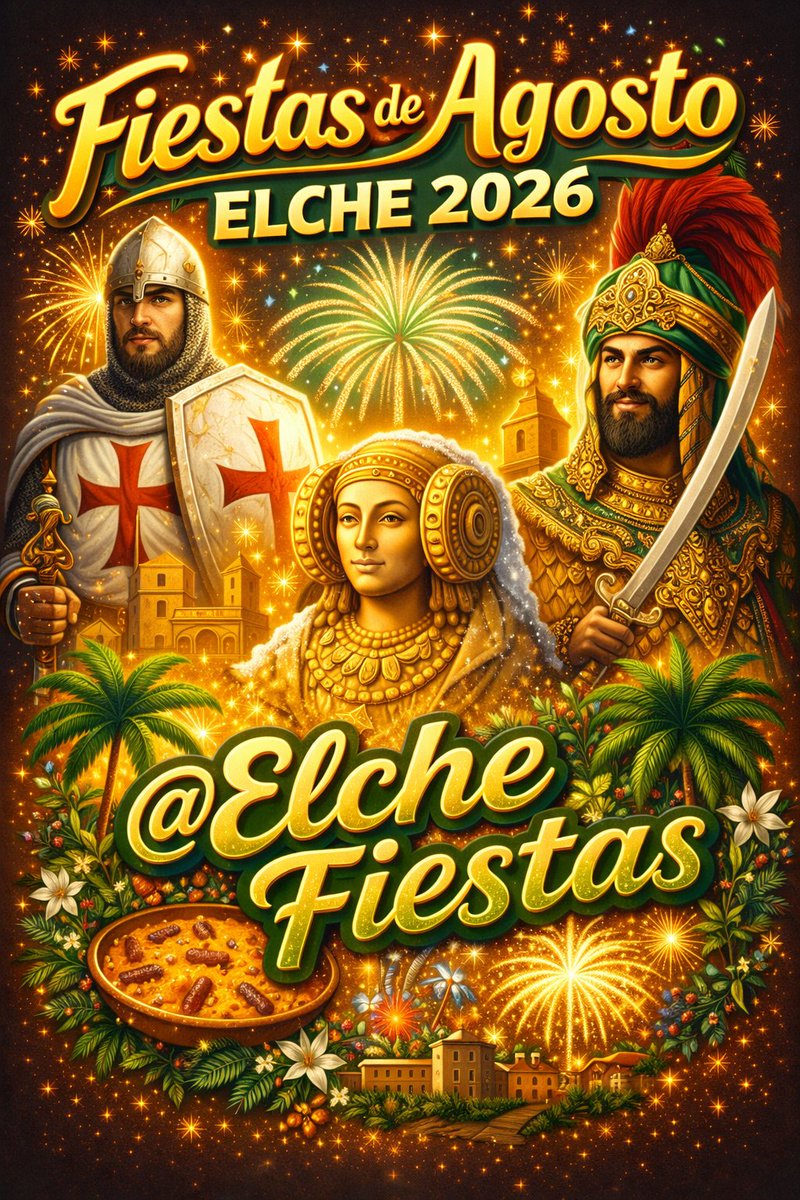 Cartel para FIESTAS DE AGOSTO ELCHE 2026 😍

#Elche #FiestasDeAgosto #Feliz2026 #ViscaElx #ElcheEnFiestas #Elchefiestas #MuchoElche 
Evento en Facebook: fb.me/e/3S4w2pmWf