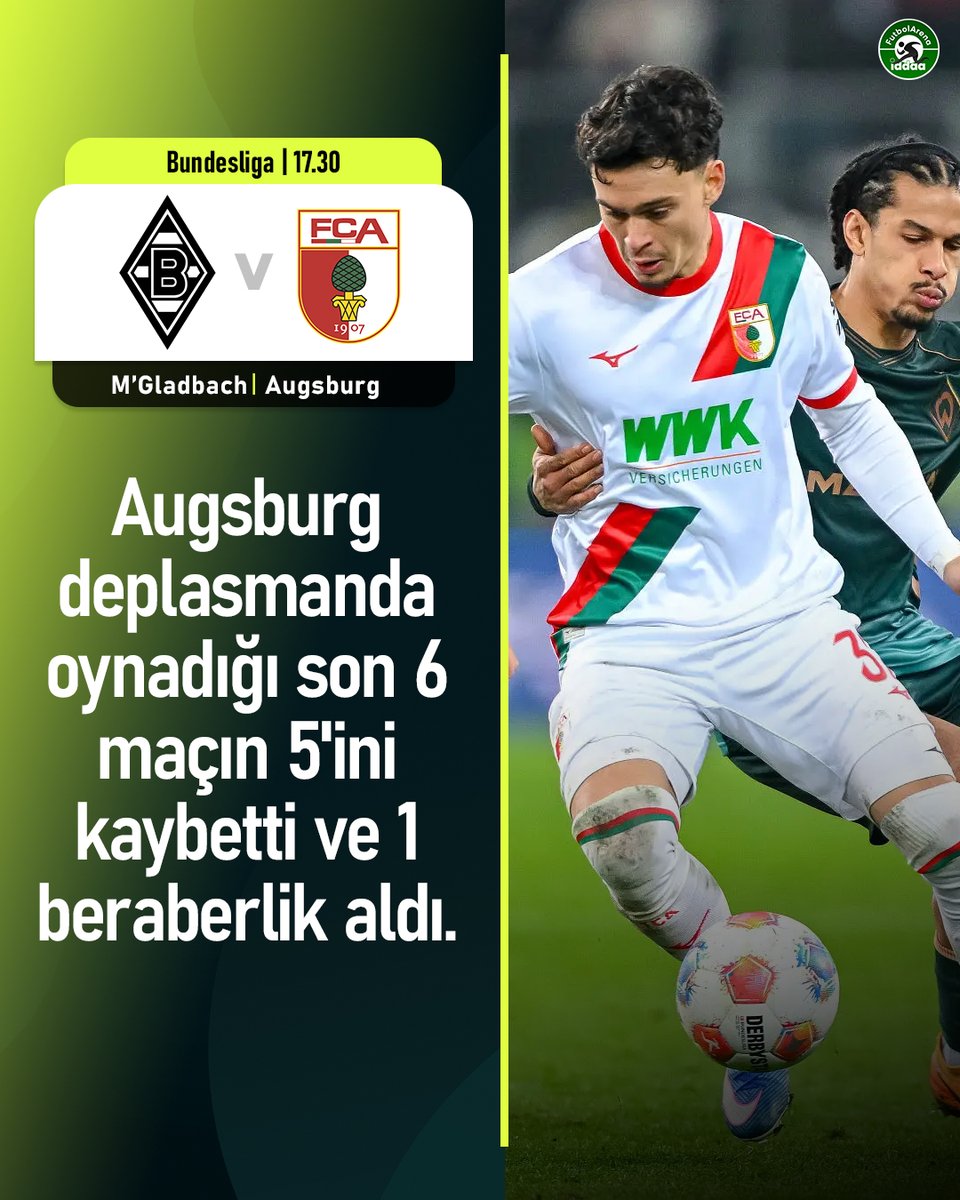 iddaafa's tweet image. ✍️ Augsburg deplasmanda oynadığı son 6 maçın 5'ini kaybetti ve 1 beraberlik aldı.