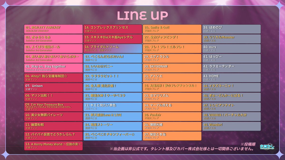 ホロかし 48曲の歌詞カード投稿が完了いたしました！ 「コールしたい