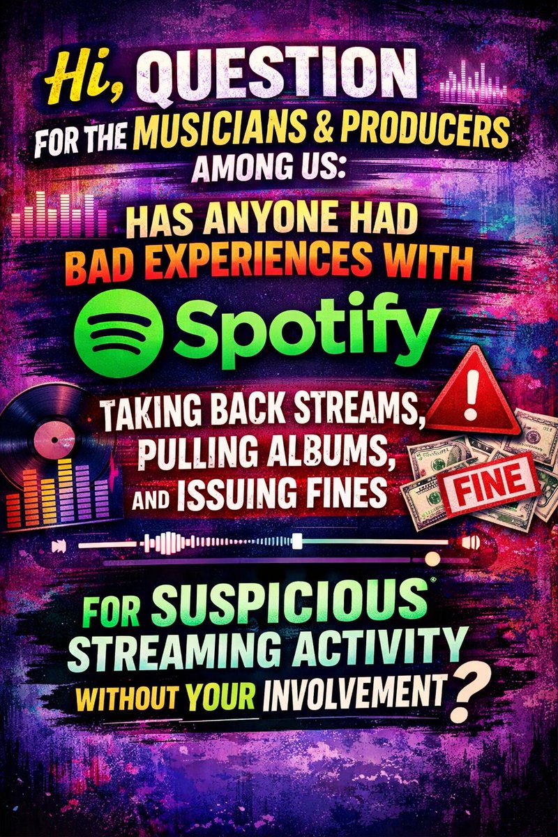 Download songs before they has been taken down! #spotify #takedown #fines #streaming #streamingactivity #spikes #S4A #releasetakedown #tracks #songs #indieartistsunite #indie #warning #issue #bankrupt #bankruptedindieartists #Robbed